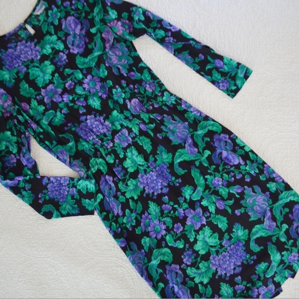 Leslie Fay petites floral vintage belted pencil midi dress 2 Grannycore nanny